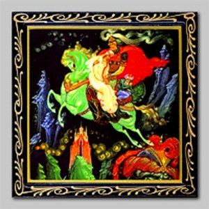 NWT Vintage Palekh Notebook Pushkin Ruslan and Lyudmila Lacquered Cover 4"x 3.5"